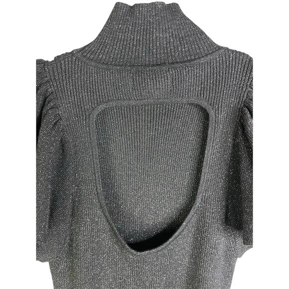Maeve By Anthropologie Sweater Womens XS Black Shimmer Turtleneck Keyhole Back - Picture 4 of 9